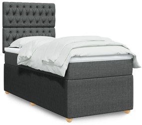 VidaXL Κρεβάτι Boxspring με Στρώμα Σκούρο Γκρι 90x200 εκ. Υφασμάτινο
