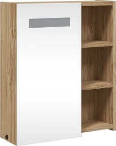 vidaXL Καθρέφτης Μπάνιου με Ντουλάπι &amp; LED Αν. Δρυς 45 x 13 x 52 εκ.