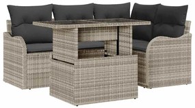 vidaXL Σετ Καναπέ Κήπου 5 pcs Ανοιχτό γκρι 100 x 55 x 73 εκ Πολυ ράταν