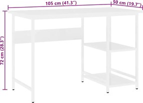 vidaXL Γραφείο Υπολογιστή Λευκό 105 x 50 x 72 εκ. από MDF και Μέταλλο