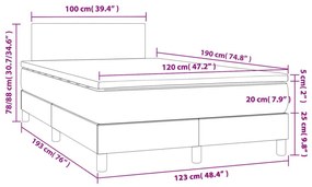 Κρεβάτι Boxspring με Στρώμα Σκούρο Γκρι 120x190 εκ Υφασμάτινο - Γκρι
