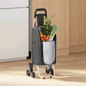 vidaXL Καρότσι Αγορών Μαύρο 39.5 x 36 x 92.5 εκ Ύφασμα Oxford