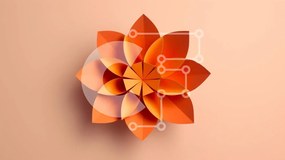 Intra Συλλεκτικό Ξύλινο Παζλ Plywood 4mm - Χάρτινα λουλούδια χειροτεχνίας σε φόντο ροδάκινου Σε Ξύλινο Κουτί - Διαστάσεις Puzzle: 10x10 cm – 25 κομμάτια