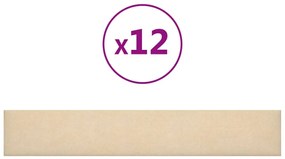 vidaXL Πάνελ Τοίχου 12 τεμ. Κρεμ 90 x 15 εκ. 1,62 μ Υφασμα