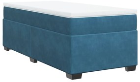 vidaXL Κρεβάτι Boxspring με Στρώμα Σκούρο Μπλε 90x200 εκ. Βελούδινο