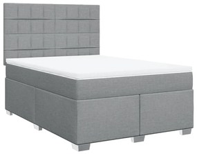 Κρεβάτι Boxspring με Στρώμα Ανοιχτό Γκρι 140x200 εκ. Υφασμάτινο - Γκρι