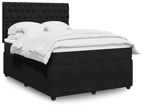 vidaXL Κρεβάτι Boxspring με Στρώμα Μαύρο 160x200 εκ. Βελούδινο