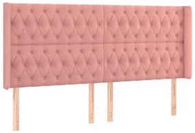 Κεφαλάρι με Πτερύγια Ροζ 183x16x118/128 εκ. Βελούδινο - Ροζ