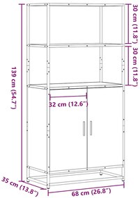 Highboard Grey Sonoma Κατασκευασμένο ξύλο και μέταλλο - Γκρι