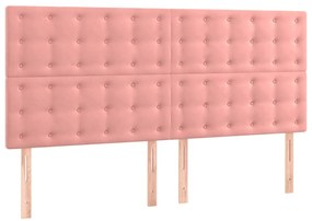 vidaXL Κρεβάτι Boxspring με Στρώμα Ροζ 180x200 εκ. Βελούδινο