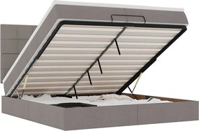 vidaXL Οθωμανικό κρεβάτι με στρώματα Taupe 200x200cm ύφασμα