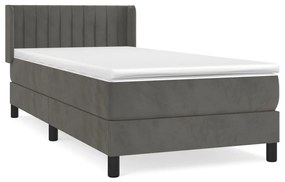 vidaXL Κρεβάτι Boxspring με Στρώμα Σκούρο Γκρι 100x200 εκ. Βελούδινο