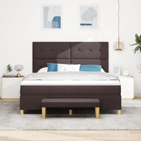 vidaXL Κρεβάτι με Στρώμα & Πάγκο Σκούρο Καφέ 180x200 εκ. Υφασμάτινο