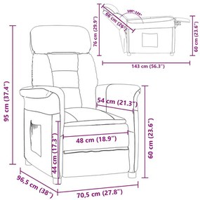 vidaXL Καρέκλα Ανακλίνετο Μαύρη Μαύρο 70.5 x 96.5 x 95 cm
