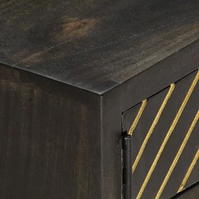 Τραπεζάκι Σαλονιού Μαύρο/Χρυσό 90x50x35 εκ. Μασίφ Ξύλο Μάνγκο - Μαύρο