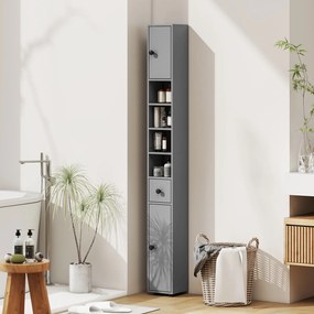 Ντουλάπι μπάνιου 4 Ράφια Συρτάρι Νοβιοσανίδα Λεπτό Σχέδιο Γκρι