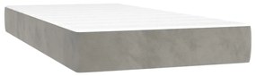 vidaXL Κρεβάτι Boxspring με Στρώμα Ανοιχτό Γκρι 90x200 εκ. Βελούδινο