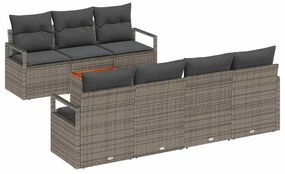 vidaXL Σετ Καναπέ Κήπου με μαξιλάρι 8 pcs Γκρι Πολυ ράταν