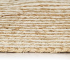 vidaXL Χαλί Χειροποίητο με Λευκό Σπιράλ Σχέδιο 120 εκ. από Γιούτα