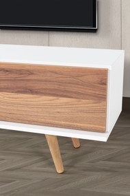 Έπιπλο Τηλεόρασης Λευκό / Καρυδί CUZILE 130x35x18