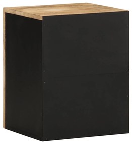 κρεμαστό ντουλάπι μπάνιου μαύρο 38x33,5x48 cm μασίφ ξύλο Mango - Μαύρο