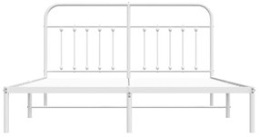 Πλαίσιο Κρεβατιού με Κεφαλάρι Λευκό 180x200 εκ. Μεταλλικό - Λευκό
