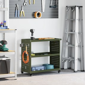 vidaXL Καρότσι εργαλείων με ράφι Λαδί 75 x 35 x 73 εκ. Κρύα χάλυβας