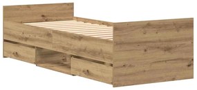 vidaXL Σκελετός Κρεβατιού artisan δρυς 75 x 190 cm Επεξεργασμένο ξύλο