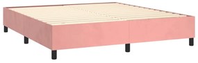 vidaXL Κρεβάτι Boxspring με Στρώμα &amp; LED Ροζ 160x200 εκ. Βελούδινο