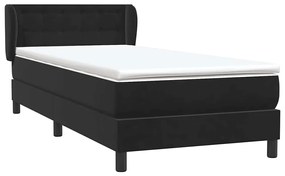 vidaXL Κρεβάτι Boxspring με Στρώμα Μαύρο 80x220 εκ. Βελούδινο