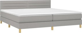 vidaXL Κρεβάτι Boxspring με Στρώμα &amp; LED Αν.Γκρι 200x200εκ. Υφασμάτινο