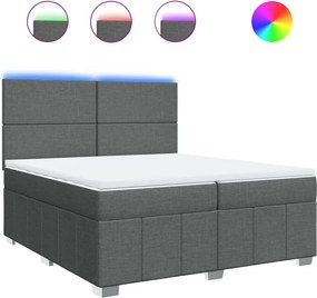 vidaXL Κρεβάτι Boxspring με Στρώμα Σκούρο Γκρι 200x200 εκ. Υφασμάτινο