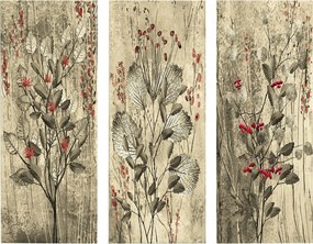 ΠΙΝΑΚΑΣ ΤΡΙΠΤΥΧΟ MDF RED FLOWERS AND BERRIES HM7204.01 60x50x0,3 εκ.