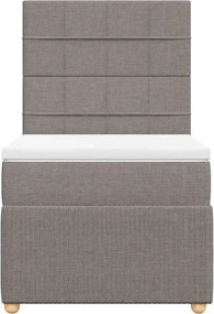 vidaXL Κρεβάτι Boxspring με Στρώμα Taupe 90x200 εκ. Υφασμάτινο