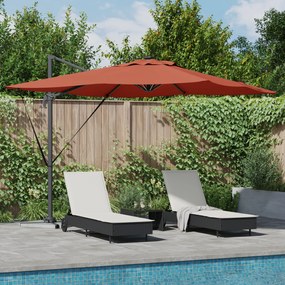 vidaXL Ρώμης Ομπρέλα Cantilever με LED σε Τερacotta - 286 x 285 x 270 εκ, Άλουμινιο.