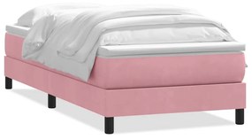 Κρεβάτι Boxspring με Στρώμα Ροζ 90x220 εκ. Βελούδινο - Ροζ