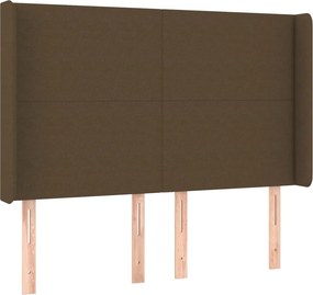 vidaXL Κρεβάτι Boxspring με Στρώμα &amp; LED Σκ.Καφέ 140x190εκ. Υφασμάτινο