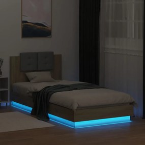 vidaXL Πλαίσιο Κρεβατιού με Κεφαλάρι/LED Sonoma δρυς 100x200 εκ.