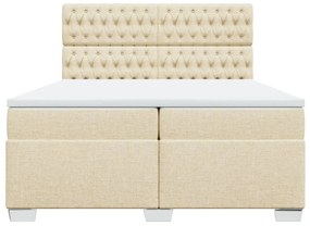 Κρεβάτι Boxspring με Στρώμα Κρεμ 200x200 εκ. Υφασμάτινο - Κρεμ