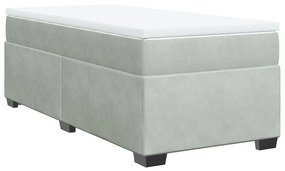 Κρεβάτι Boxspring με Στρώμα Ανοιχτό Γκρι 90x200 εκ. Βελούδινο - Γκρι