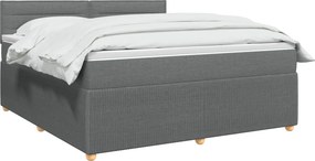 vidaXL Κρεβάτι box spring με στρώμα Σκούρο Γκρι 140 x 200 cm Ύφασμα