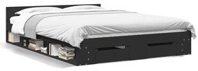 vidaXL Πλαίσιο Κρεβατιού με Συρτάρια Μαύρο 150 x 200 εκ. Επεξεργ. Ξύλο