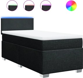 vidaXL Κρεβάτι Boxspring με Στρώμα Μαύρο 80 x 200 εκ. Υφασμάτινο
