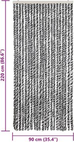 vidaXL Σήτα Εντόμων Γκρι/Μαύρη/Λευκή 90x220 εκ. από Σενίλ