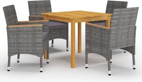 vidaXL Σετ Τραπεζαρίας Κήπου 5 Τεμαχίων Γκρι