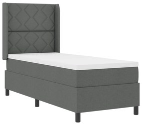 vidaXL Κρεβάτι Box Spring με Στρώμα Σκούρο Γκρι 90x190 εκ. Υφασμάτινο