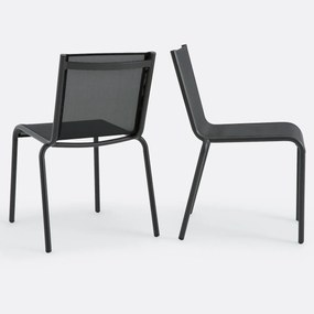 Σετ 2 καρεκλών κήπου από αλουμίνιο και textilene, ZORY