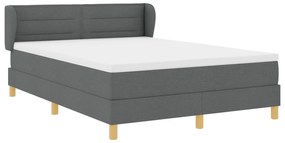vidaXL Κρεβάτι με Στρώμα σε Σχάρα Σκούρο Γκρι 140x200 εκ. Υφάσματα