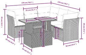 vidaXL Σετ Καναπέ Κήπου 5 Τεμαχίων Μαύρο Συνθετικό Ρατάν με Μαξιλάρια