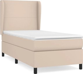 vidaXL Κρεβάτι Boxspring με Στρώμα Καπουτσίνο 100x200εκ.από Συνθ.Δέρμα